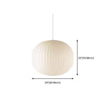 Modern Lantern Oval UFO White Silk Pendant Light Image - 20