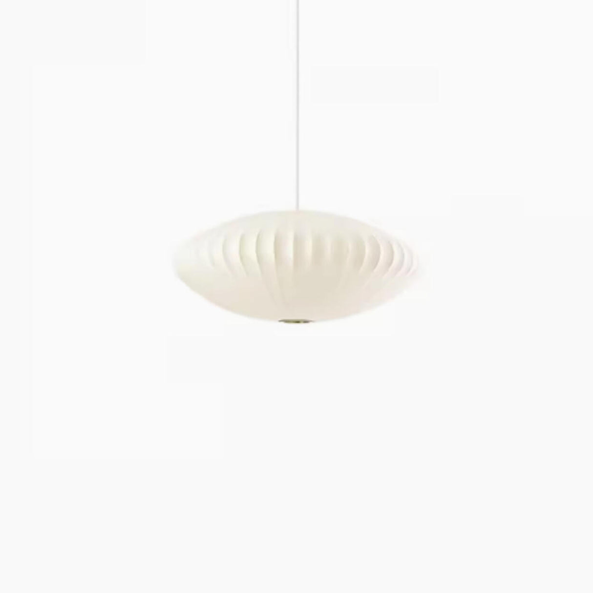 Modern Lantern Oval UFO White Silk Pendant Light Image - 3