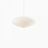 Modern Lantern Oval UFO White Silk Pendant Light Image - 5