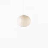 Modern Lantern Oval UFO White Silk Pendant Light Image - 7