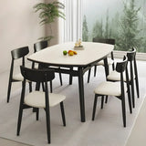 Modern Large Extendable Round Stone Dining Table White Image - 3