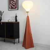 Modern Large Glass Globe Brown Resin LED Floor Lamp Image - 2