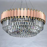 Modern Layered Crystal Prisms Rose Gold Pendant Chandelier Image - 1