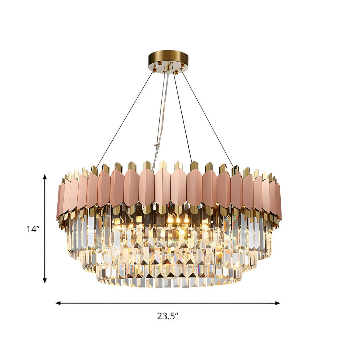 Modern Layered Crystal Prisms Rose Gold Pendant Chandelier 