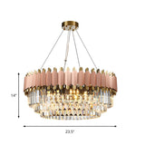 Modern Layered Crystal Prisms Rose Gold Pendant Chandelier #size