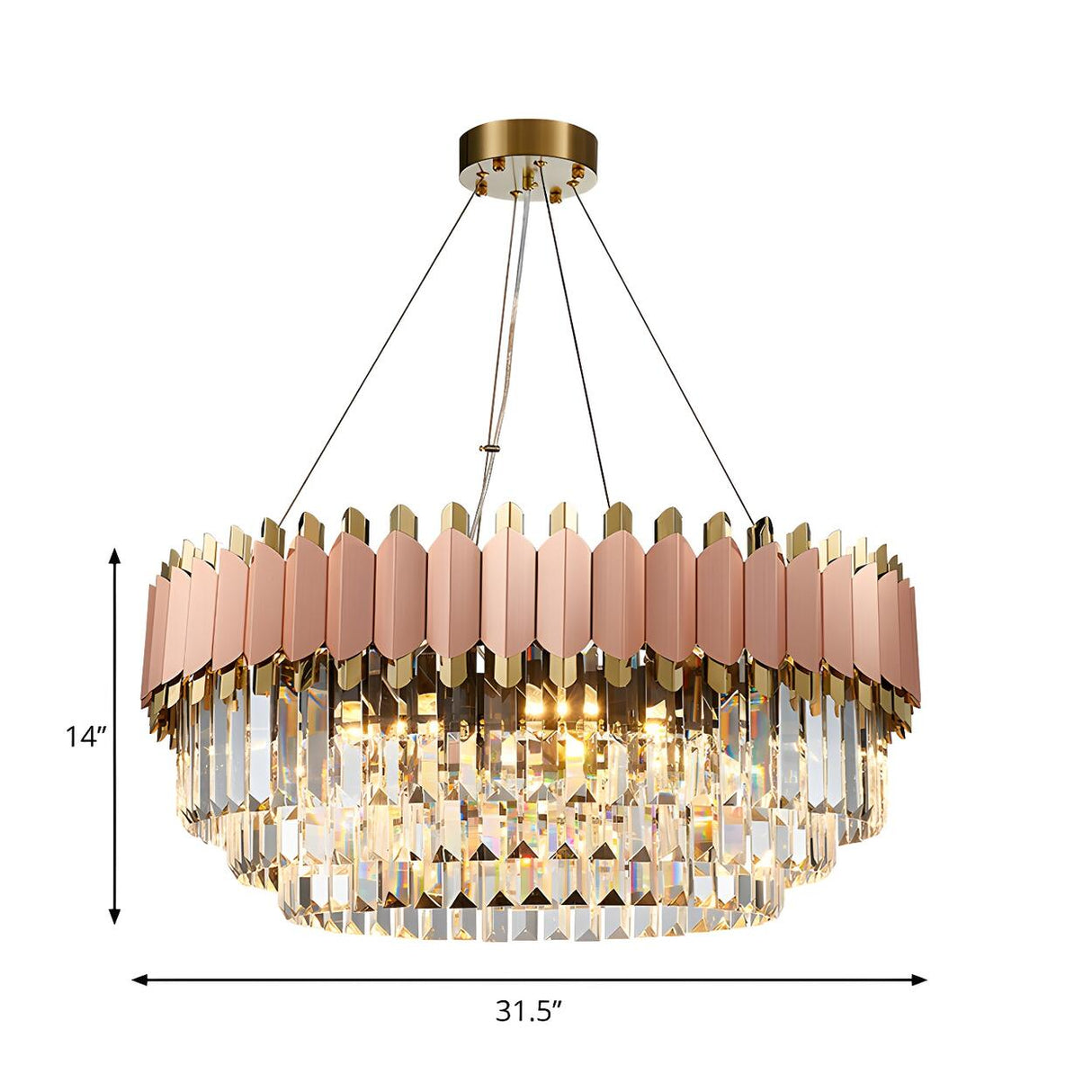 Modern Layered Crystal Prisms Rose Gold Pendant Chandelier Image - 13