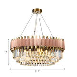 Modern Layered Crystal Prisms Rose Gold Pendant Chandelier Image - 13