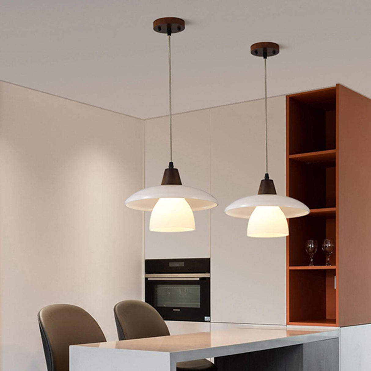 Modern Layered Frosted Glass Dome Pendant Light Image - 1