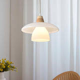 Modern Layered Frosted Glass Dome Pendant Light Image - 3