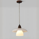 Modern Layered Frosted Glass Dome Pendant Light Image - 7