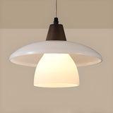 Modern Layered Frosted Glass Dome Pendant Light Image - 8