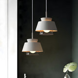 Modern Layered Multi-Color Metal Geometric Pendant Light Set Image - 18