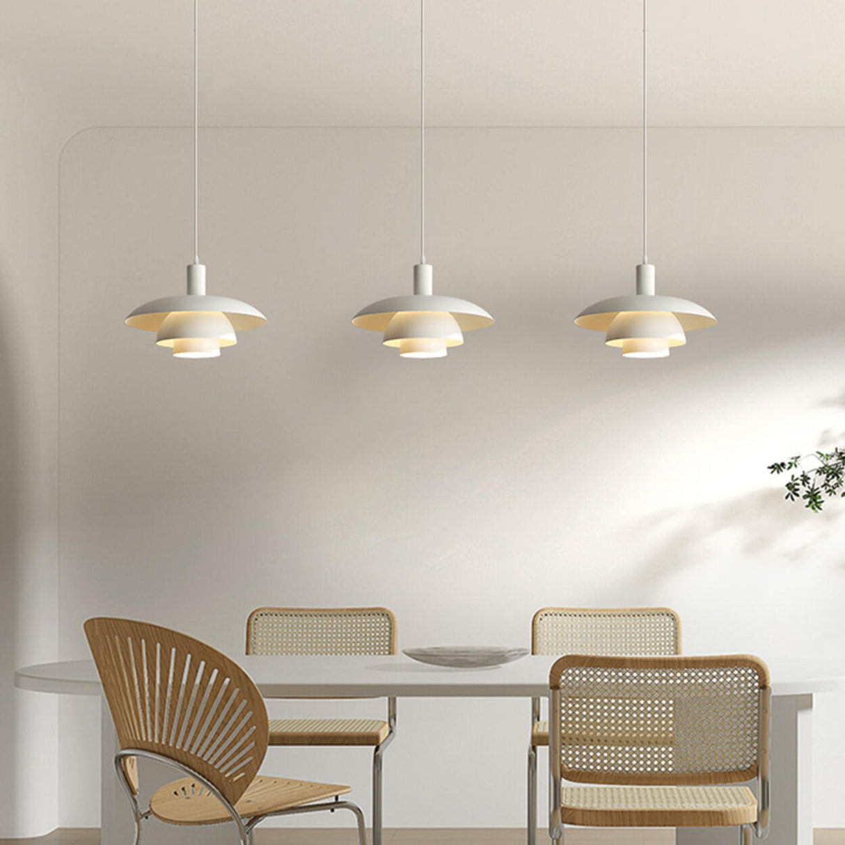 Modern Layered White Metal Dining Room Pendant Light Image - 10