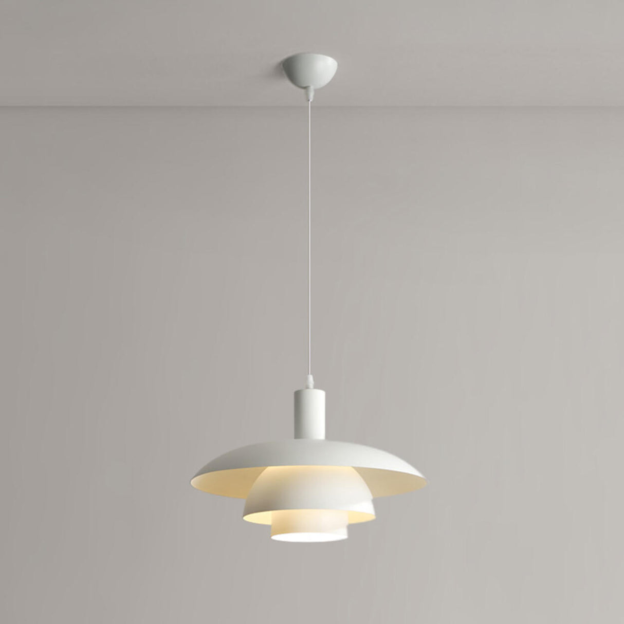 Modern Layered White Metal Dining Room Pendant Light Image - 2