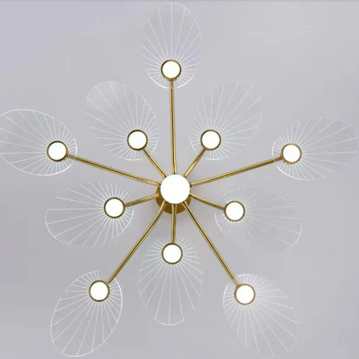 Modern Leaf Design Gold Ceiling Light Bedroom Chandelier Image - 12