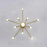 Modern Leaf Design Gold Ceiling Light Bedroom Chandelier Image - 12