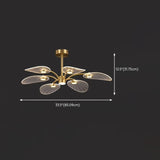 Modern Leaf Design Gold Ceiling Light Bedroom Chandelier #size