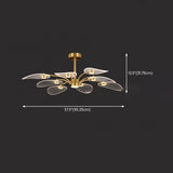 Modern Leaf Design Gold Ceiling Light Bedroom Chandelier Image - 19