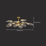 Modern Leaf Design Gold Ceiling Light Bedroom Chandelier Image - 20