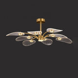 Modern Leaf Design Gold Ceiling Light Bedroom Chandelier Image - 3