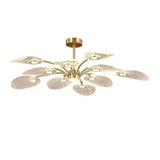 Modern Leaf Design Gold Ceiling Light Bedroom Chandelier Image - 8