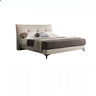 Modern Leather Beige King Bed with Plush Headboard Image - 2