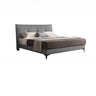 Modern Leather Beige King Bed with Plush Headboard Image - 3