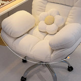 Modern Leather Casters Adjustable White Plush Office Chair Image - 13