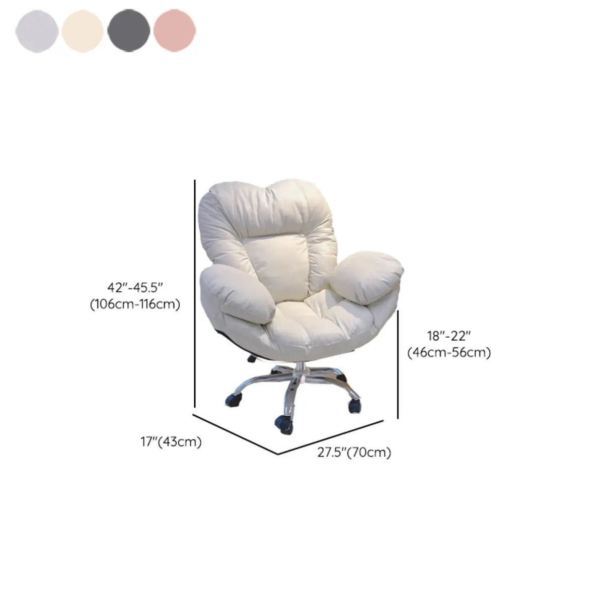 Modern Leather Casters Adjustable White Plush Office Chair 