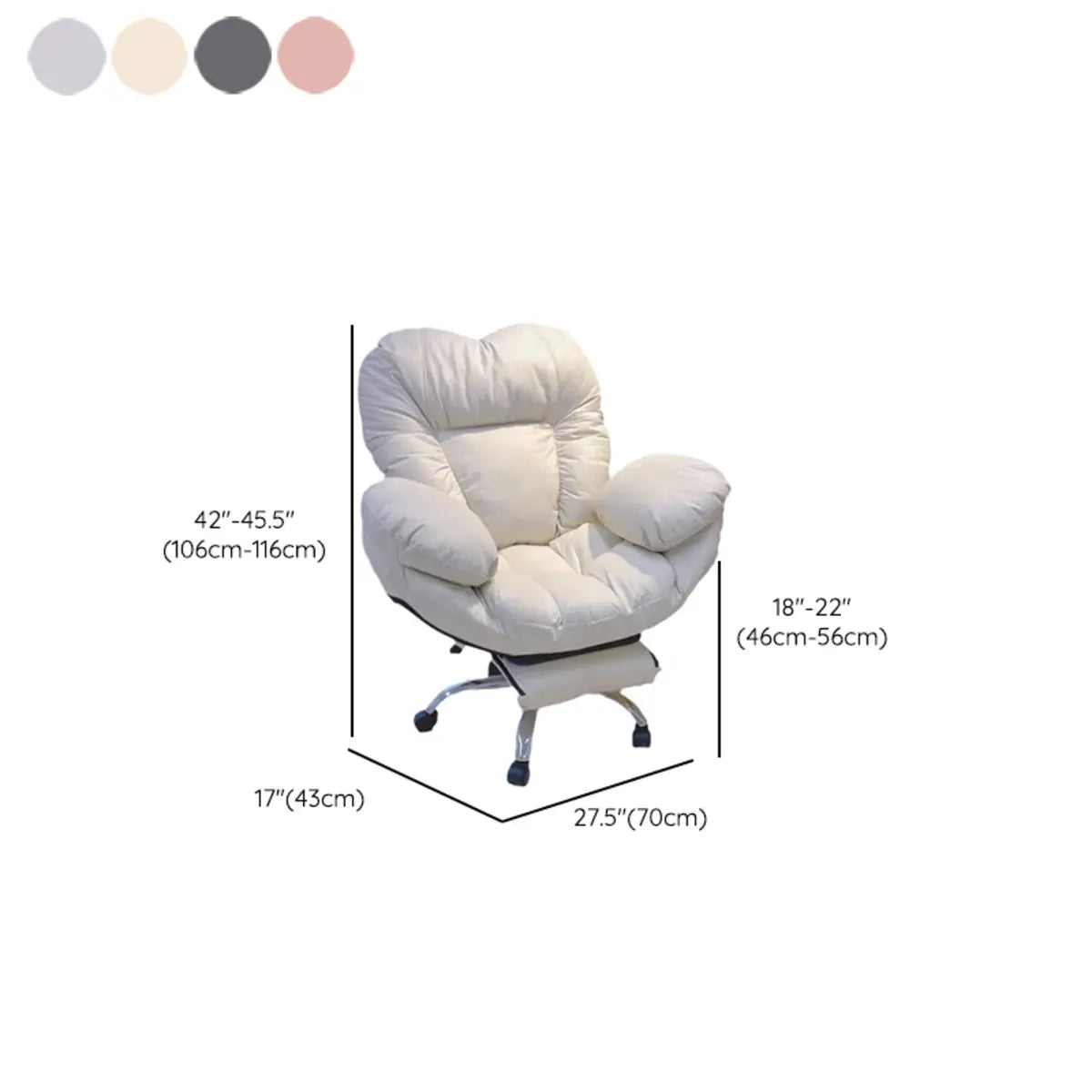 Modern Leather Casters Adjustable White Plush Office Chair Image - 18