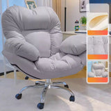 Modern Leather Casters Adjustable White Plush Office Chair Image - 2