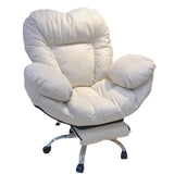 Modern Leather Casters Adjustable White Plush Office Chair Image - 5