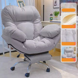 Modern Leather Casters Adjustable White Plush Office Chair Image - 6