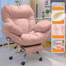 Modern Leather Casters Adjustable White Plush Office Chair Image - 7