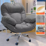 Modern Leather Casters Adjustable White Plush Office Chair Image - 9