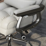 Modern Leather Reclining Steel Frame Grey Office Chair Image - 12