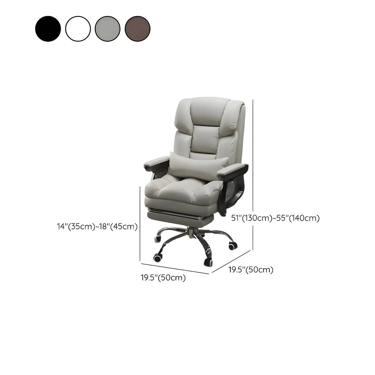 Modern Leather Reclining Steel Frame Grey Office Chair 