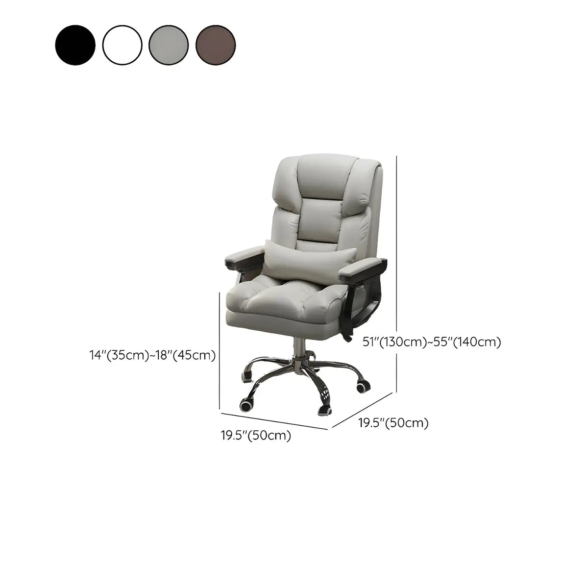 Modern Leather Reclining Steel Frame Grey Office Chair Image - 19