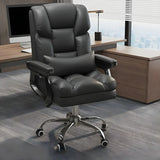 Modern Leather Reclining Steel Frame Grey Office Chair Image - 5