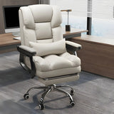 Modern Leather Reclining Steel Frame Grey Office Chair Image - 6