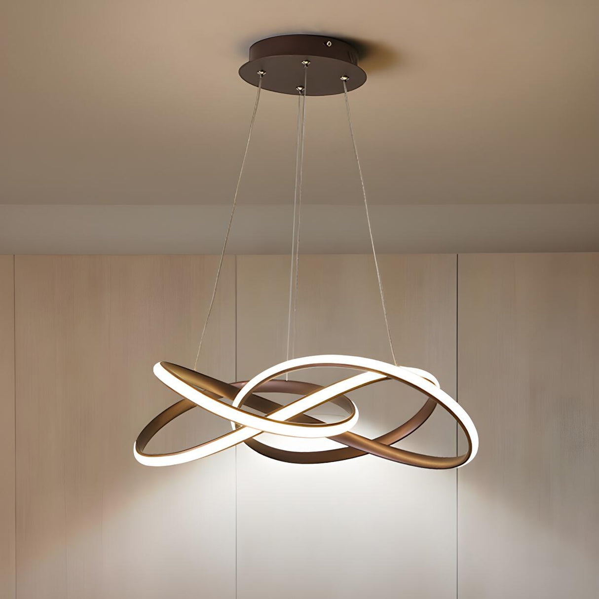 Modern LED Acrylic Infinity Loop Pendant Light Chandelier Image - 2