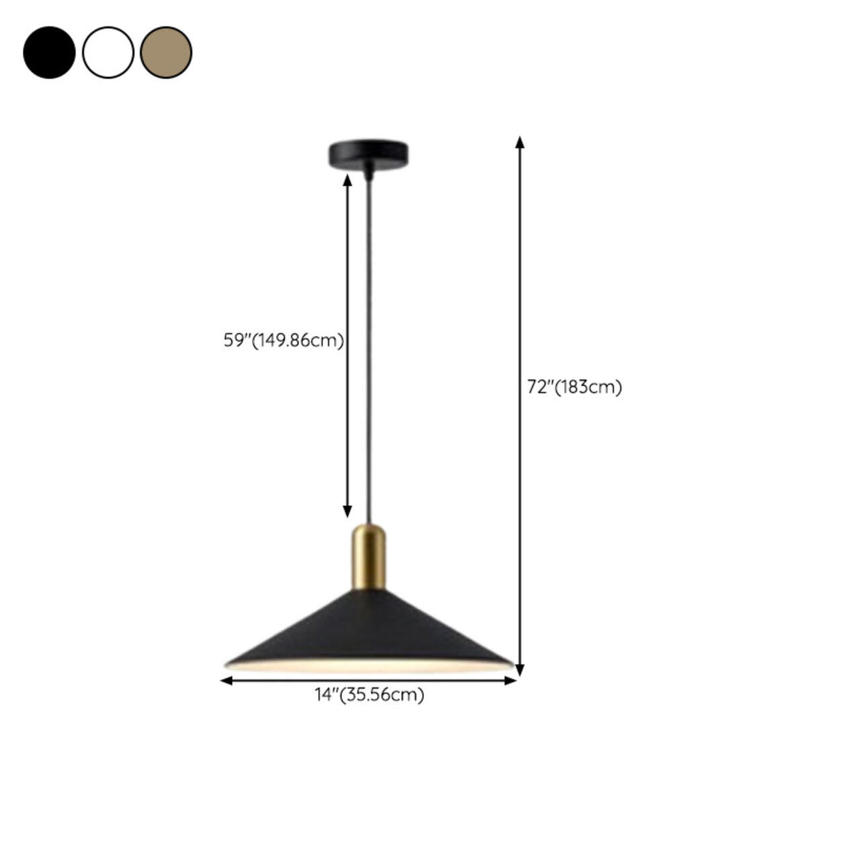 Modern LED Antique Conical Matte Cone Pendant Light 