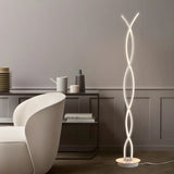 Modern LED Bedroom White Spiral Acrylic Floor Lamp Image - 7