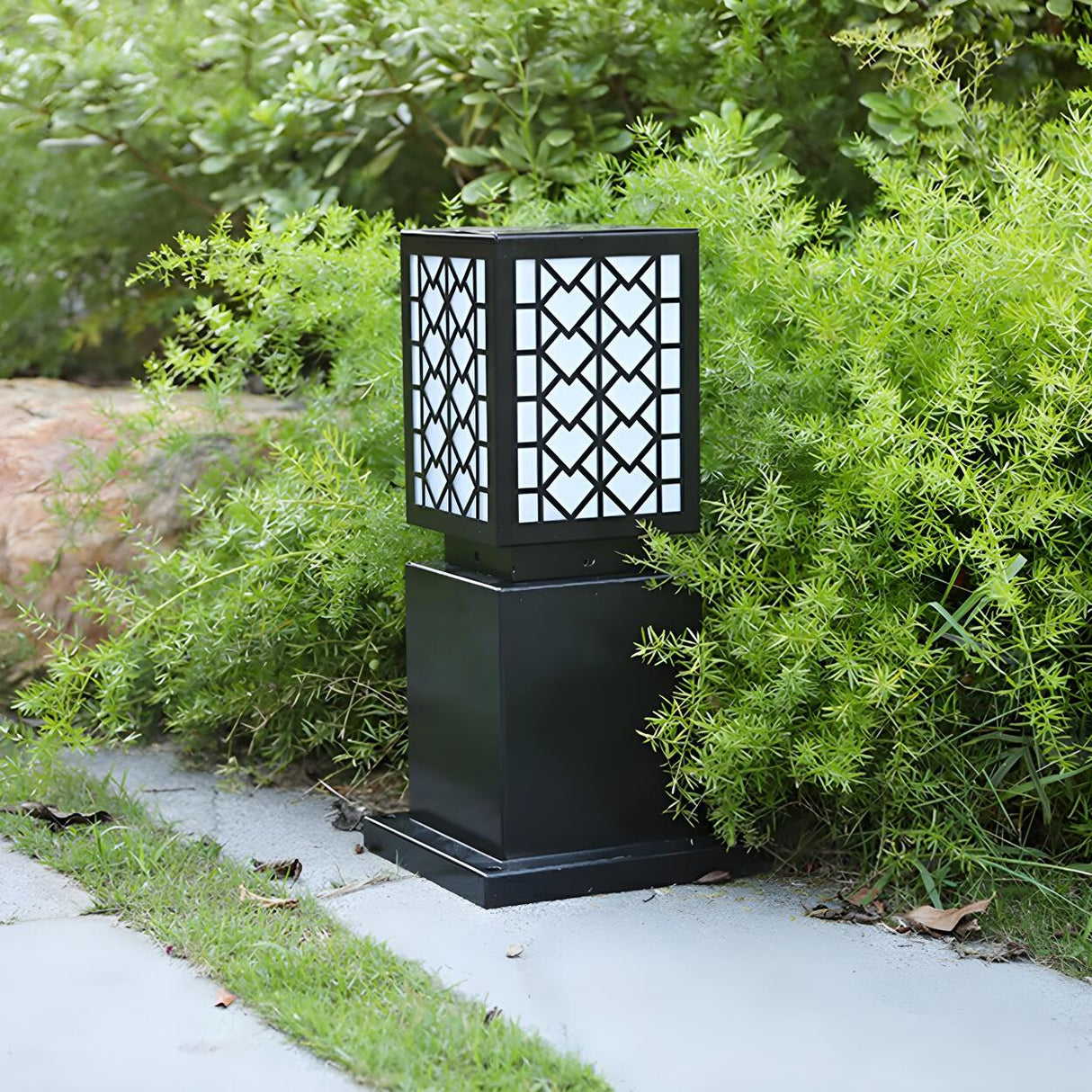 Modern LED Black Garden Lamp Post Lighting Landscape Image - 3