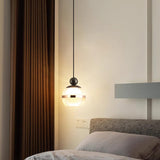 Modern LED Black Globe Acrylic Bedroom Pendant Light Image - 1