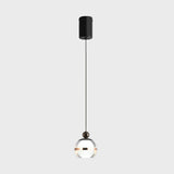 Modern LED Black Globe Acrylic Bedroom Pendant Light Image - 2