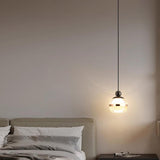 Modern LED Black Globe Acrylic Bedroom Pendant Light Image - 4