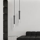 Modern LED Clear Glass Cylinder Pendant Lights Bedroom Image - 1