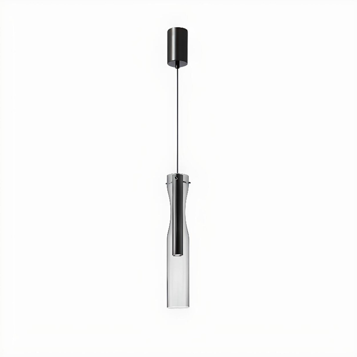 Modern LED Clear Glass Cylinder Pendant Lights Bedroom Image - 8