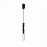 Modern LED Clear Glass Cylinder Pendant Lights Bedroom Image - 8